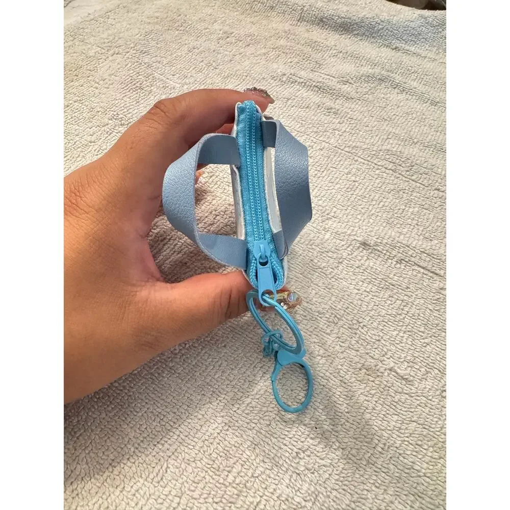 Snoopy and Woodstock blue mini purse keychain charm with zipper
